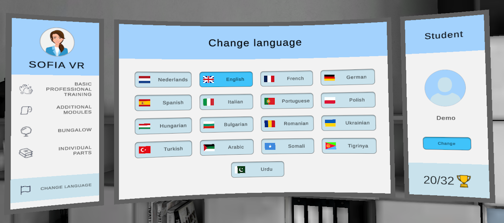Change language in VR