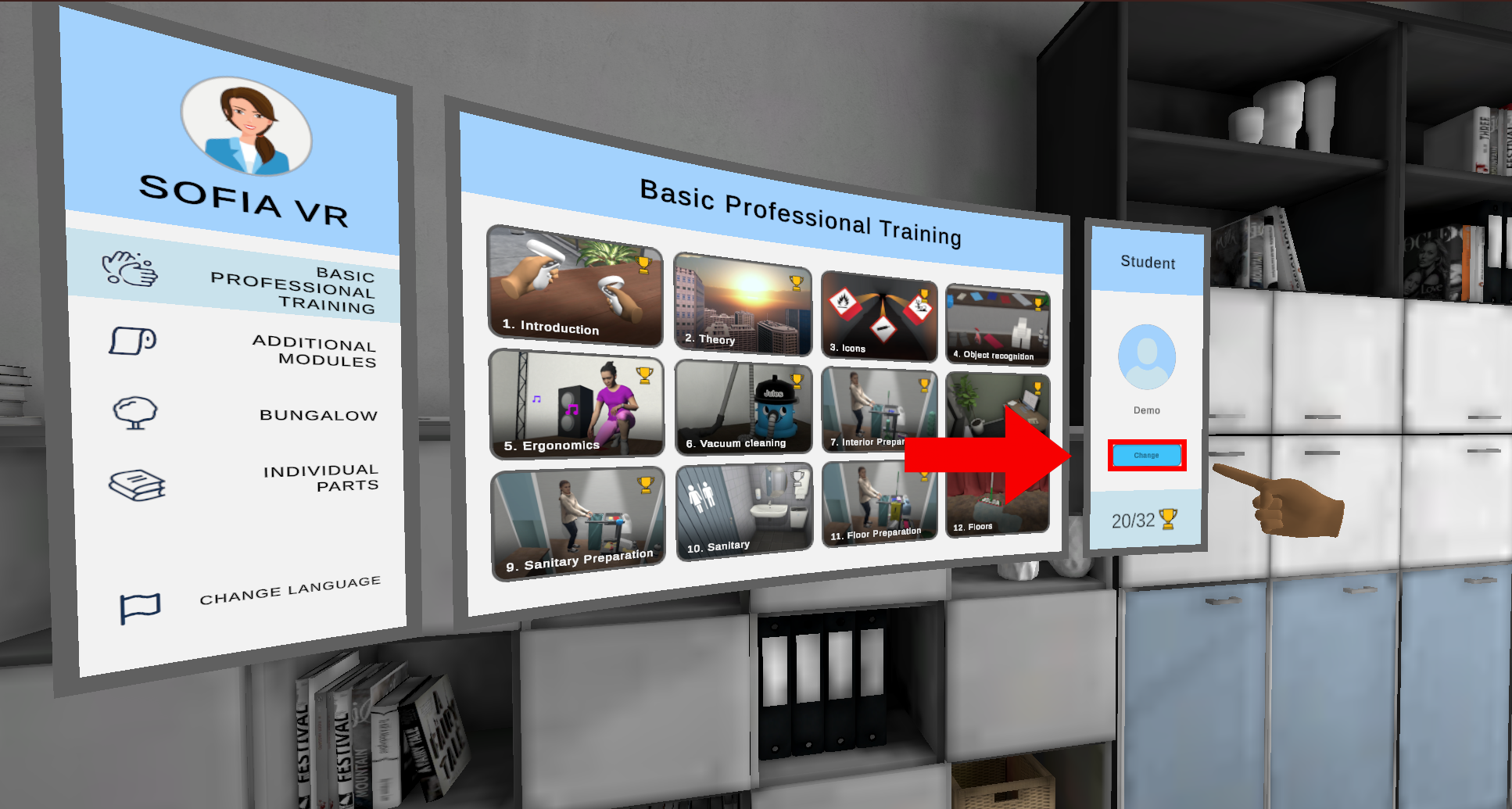 Switching students in VR