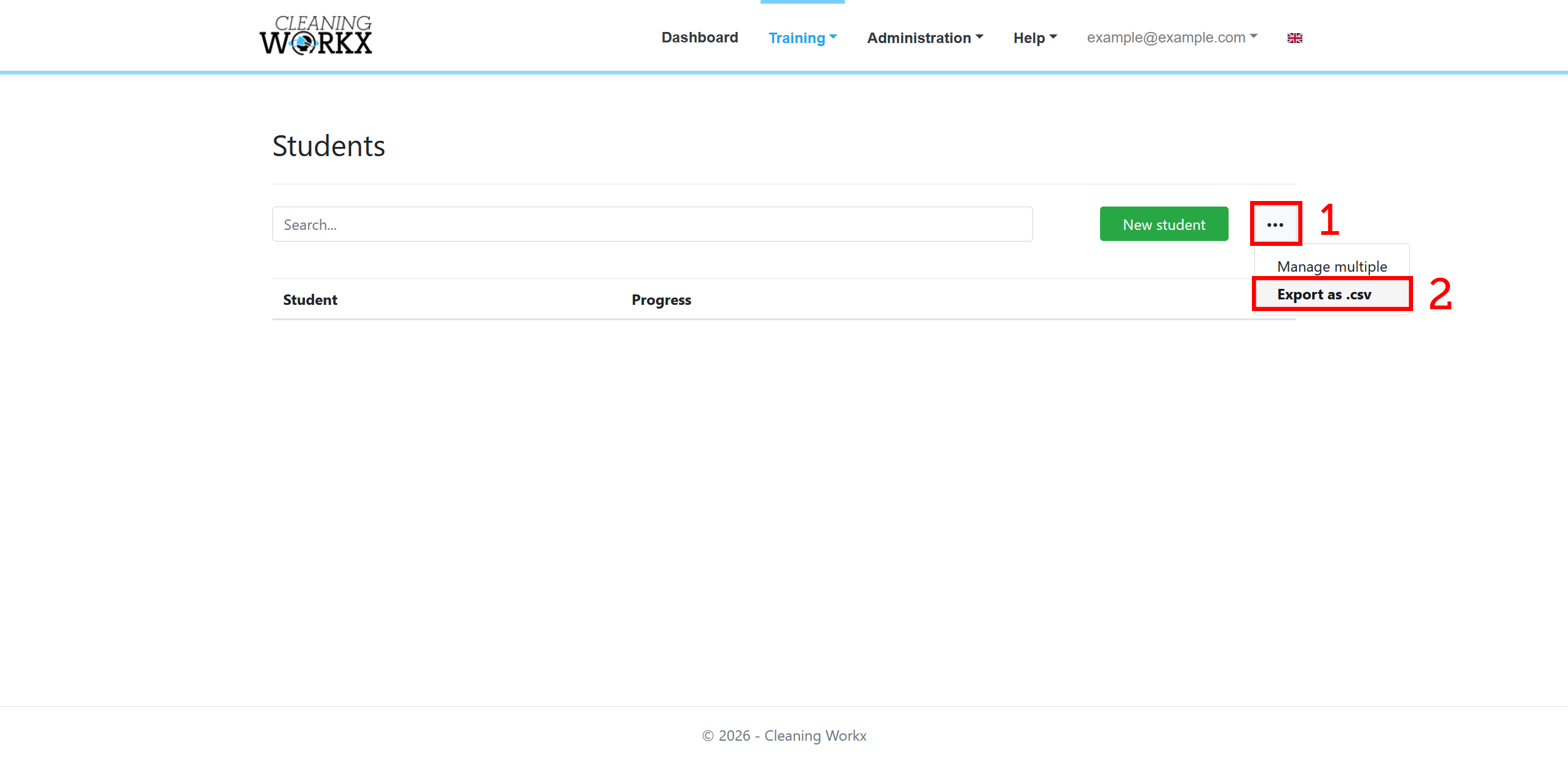 Export results step 1