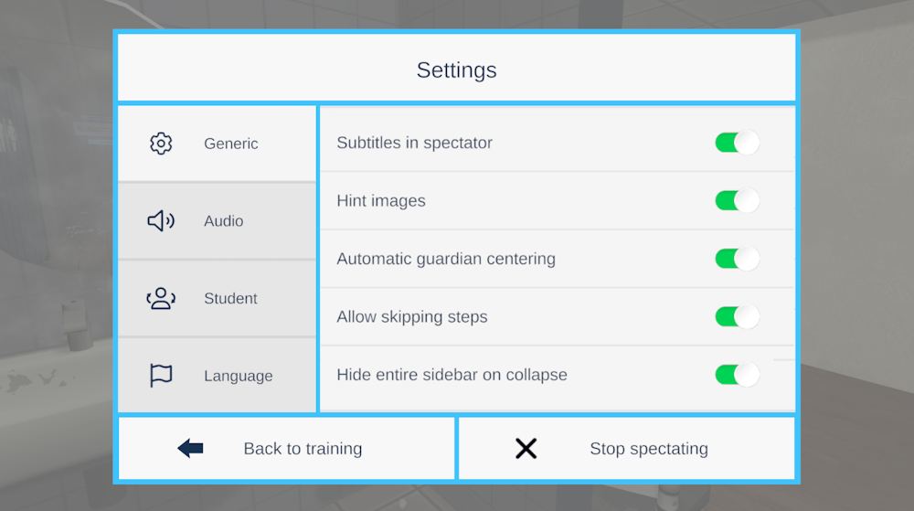 Spectator settings